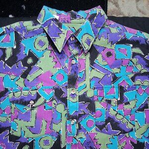 Vintage Saddlebrook Westernwear Abstract Geometric Button Shirt